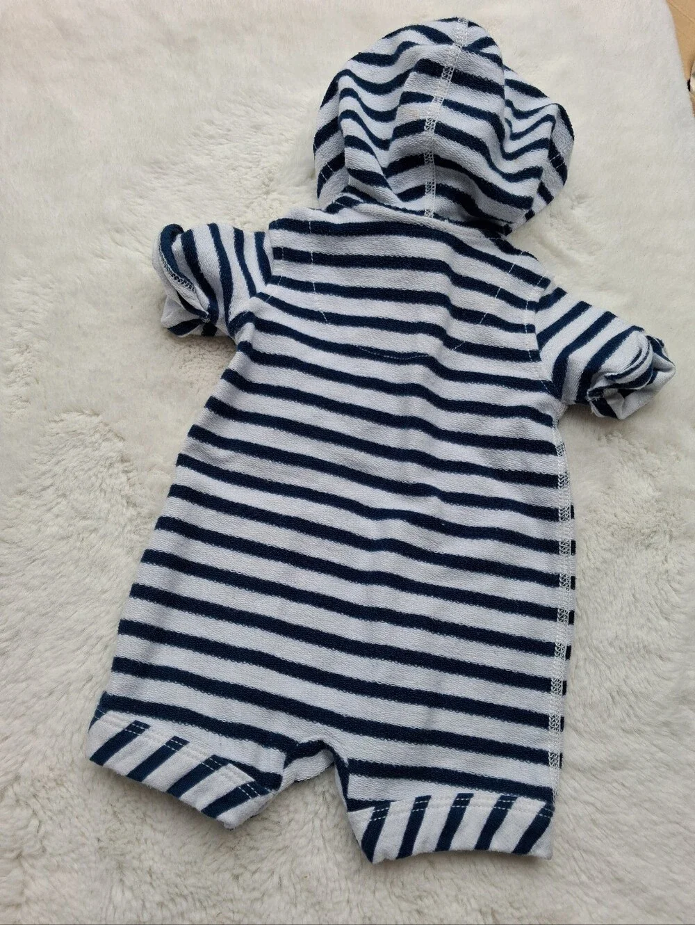OshKosh B'gosh Navy & White Stripe Hooded Baby One-Piece Newbirn